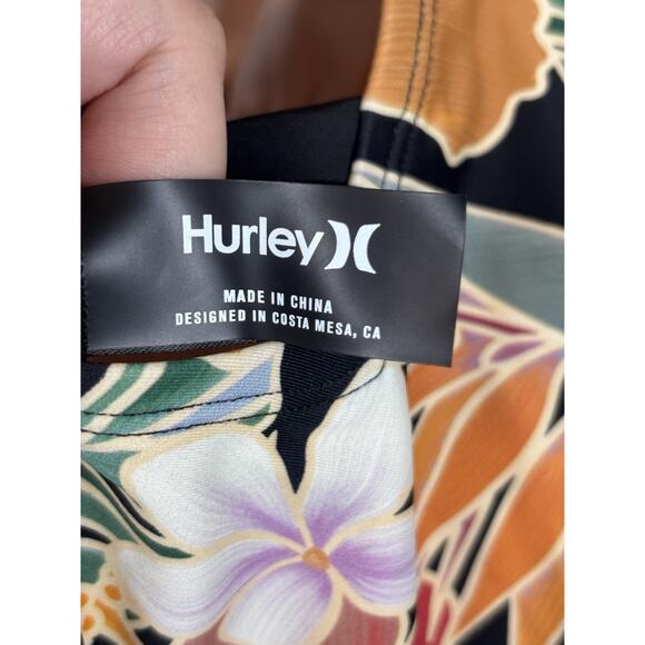 Hurley One Piece Swim XL Tropical Floral Burgundy White‎ Orange Hawaiian EUC - Picture 6 of 10